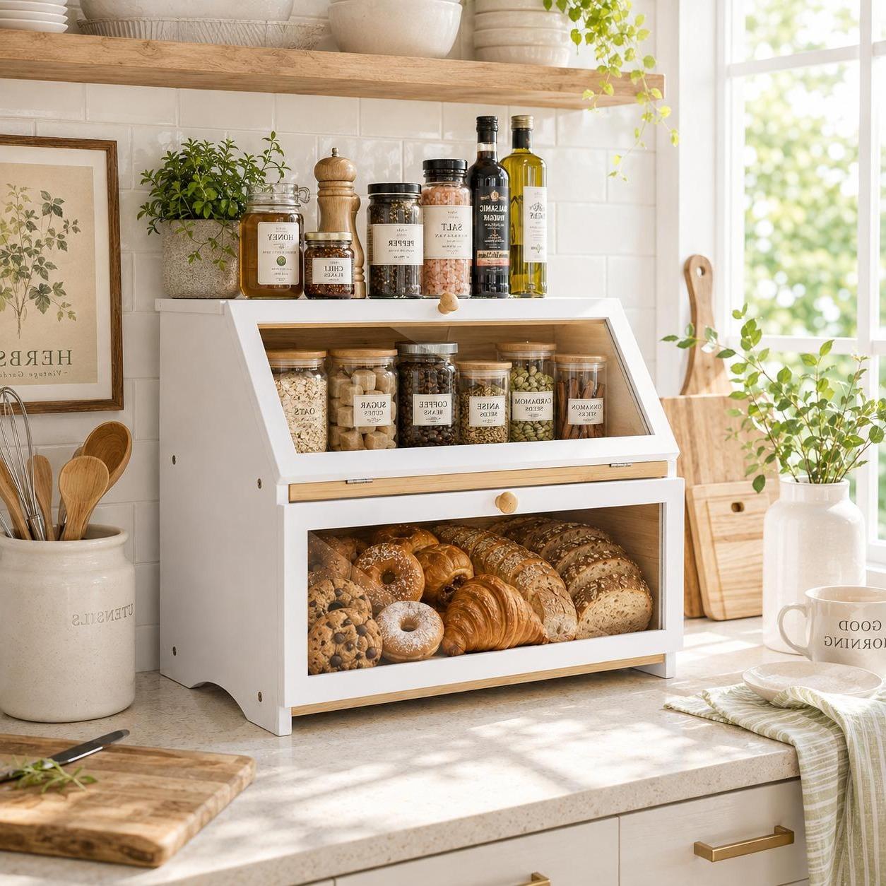 HOMEKOKO 주방 조리대용 이중 레이어 빵 보관함, - Kitchen Appliances Organizer 리뷰 및 가격