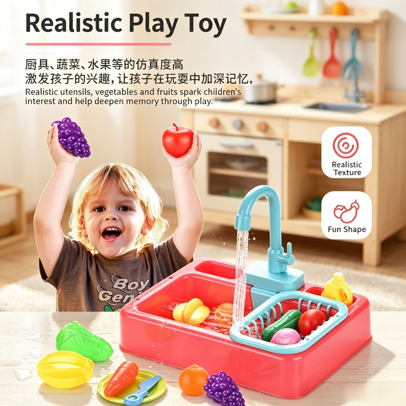 주방 장난감 플라스틱 식기 세척 싱크대 세트, 어린이  - Kitchen Appliances For Kids 리뷰 및 가격