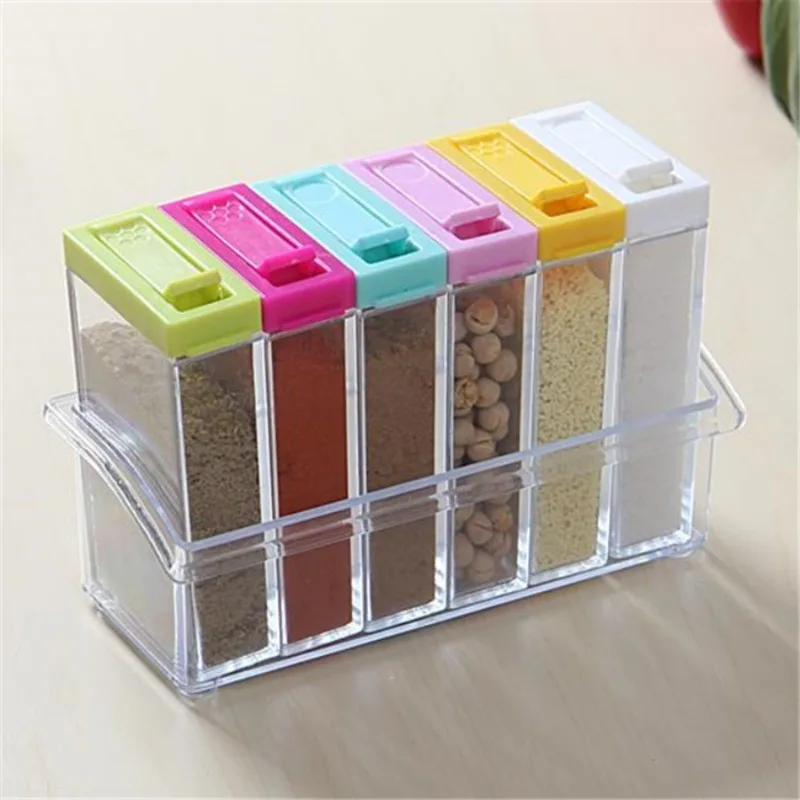 투명 조미료 6 그리드 조미료 상자 6 조각 세트 주방 - Kitchen Appliances Organizer 리뷰 및 가격