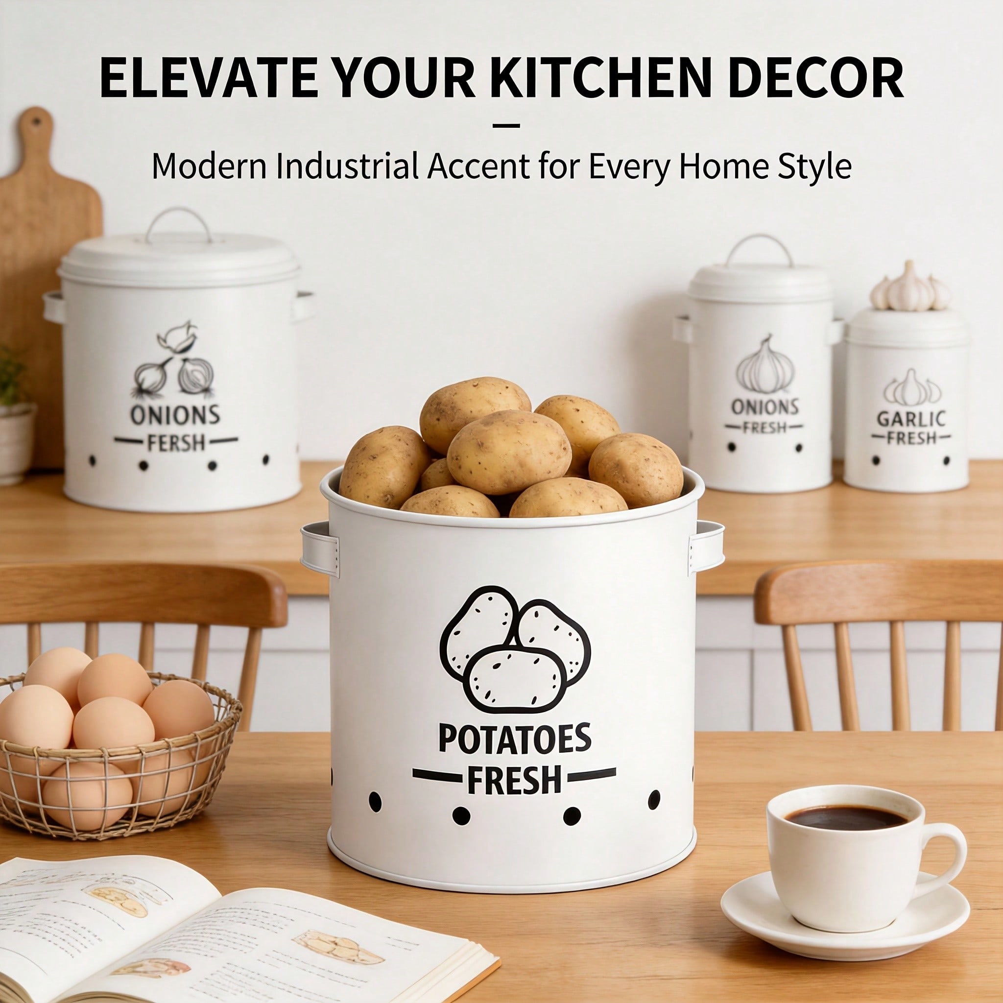 감자 양파 마늘 보관함 세트, 농가풍 블랙 메탈 3종  - Kitchen Appliances Organizer 리뷰 및 가격