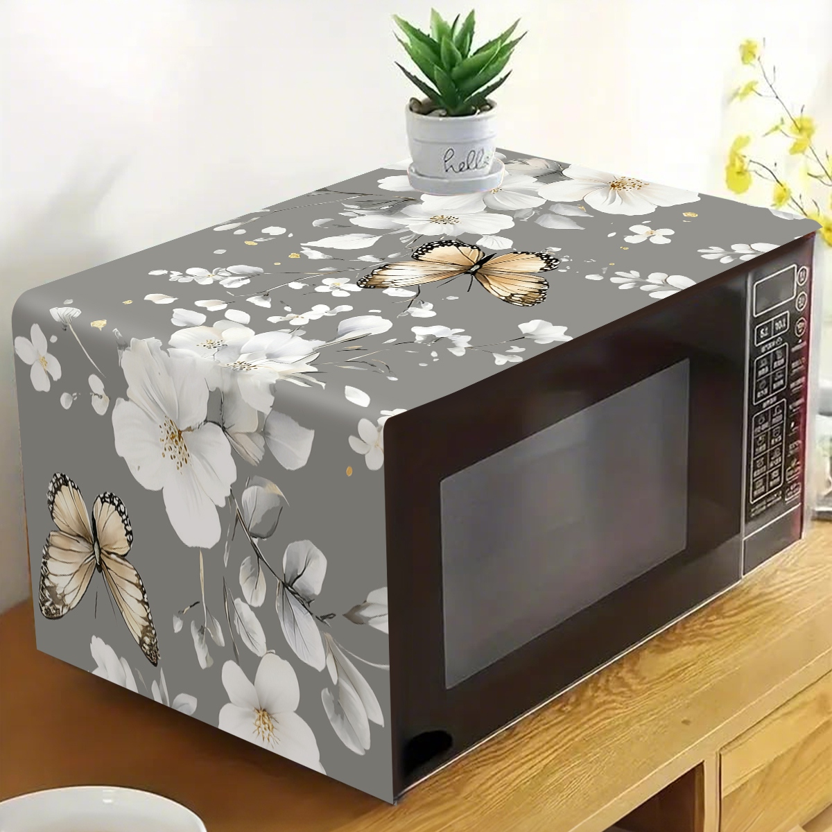 1pc 흰색 꽃 전자레인지 먼지 커버 35x85cm 나 - Kitchen Appliances Design 리뷰 및 가격