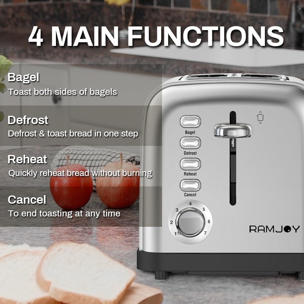 초대형 슬롯 2슬라이스 토스터 7단계 색상조절 4가지  - Toaster 4 Slice 리뷰 및 가격